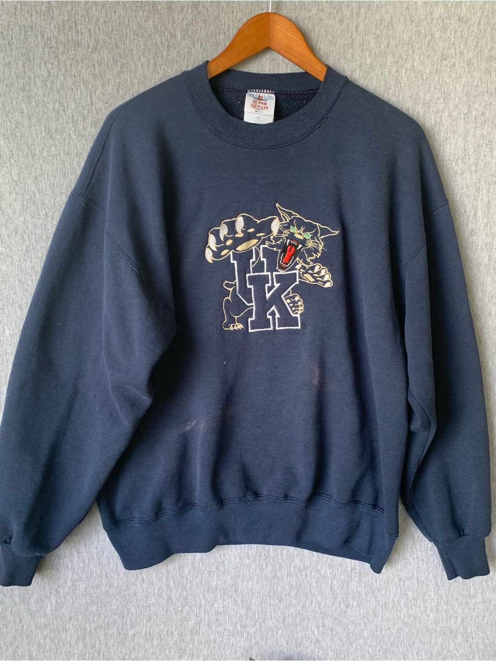 Vintage Kentucky Wildcats Mascot Logo Embroidered Crewneck Sweatshirt 80s 90s